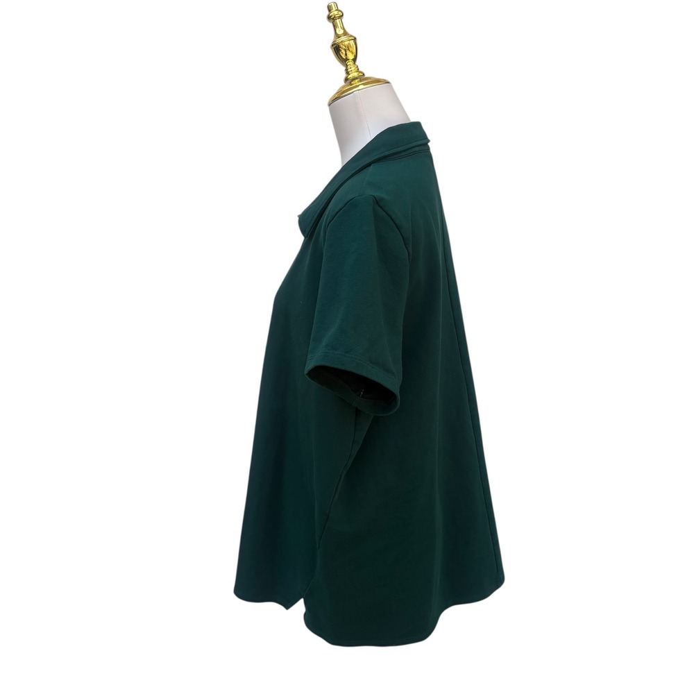 Universal Standard Varsity French Terry Polo Top XS 10/12 Green Split Neck - Picture 3 of 9